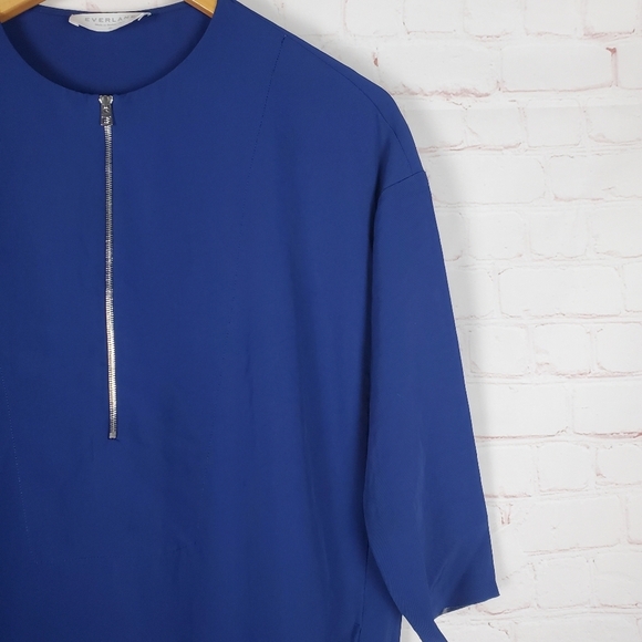 Everlane Japanese GoWeave Front Zip Dress Size 00 Blue Relaxed Fit - Picture 6 of 15